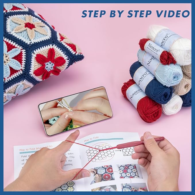 Noocro Crochet Kit Granny Square Pillow