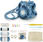 Noocro Crochet Kit Granny Square Shumai Bag, Purse, Complete DIY Kit