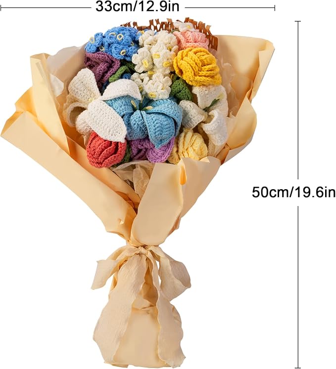 Noocro Crochet Kit Flower Bouquet, Rose, Lily Myosotis, Poppy, Tulip