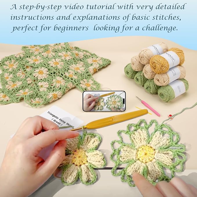 Floral Daisy Shawl Crochet Kit