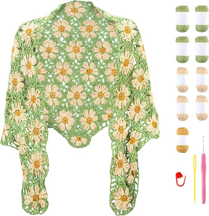 Floral Daisy Shawl Crochet Kit