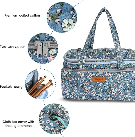 Yarn Storage Organizer with Grommets-Portable Crochet Bag