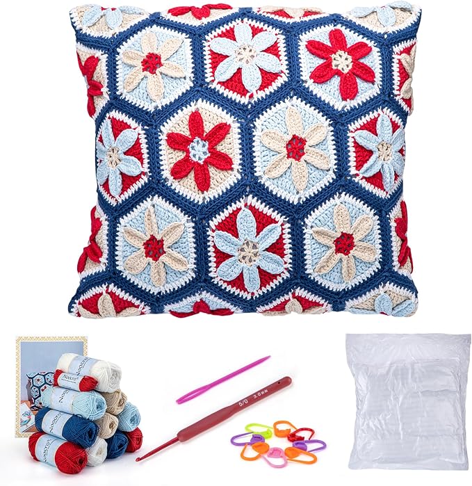 Noocro Crochet Kit Granny Square Pillow