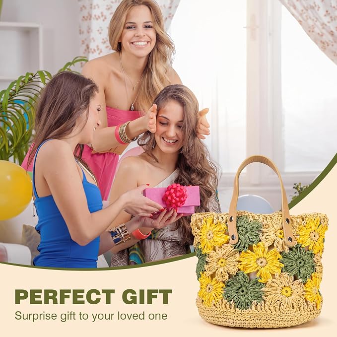 Floral Raffia Bucket Bag Crochet Kit